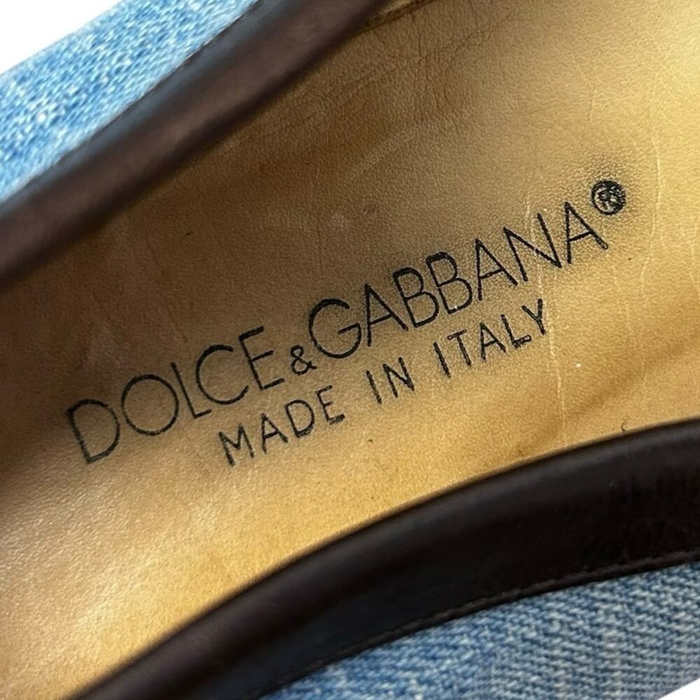 RARE Vintage Dolce & Gabbana Y2K Denim Slip On Moccasins Womens 39 / US 9 - Picture 11 of 12